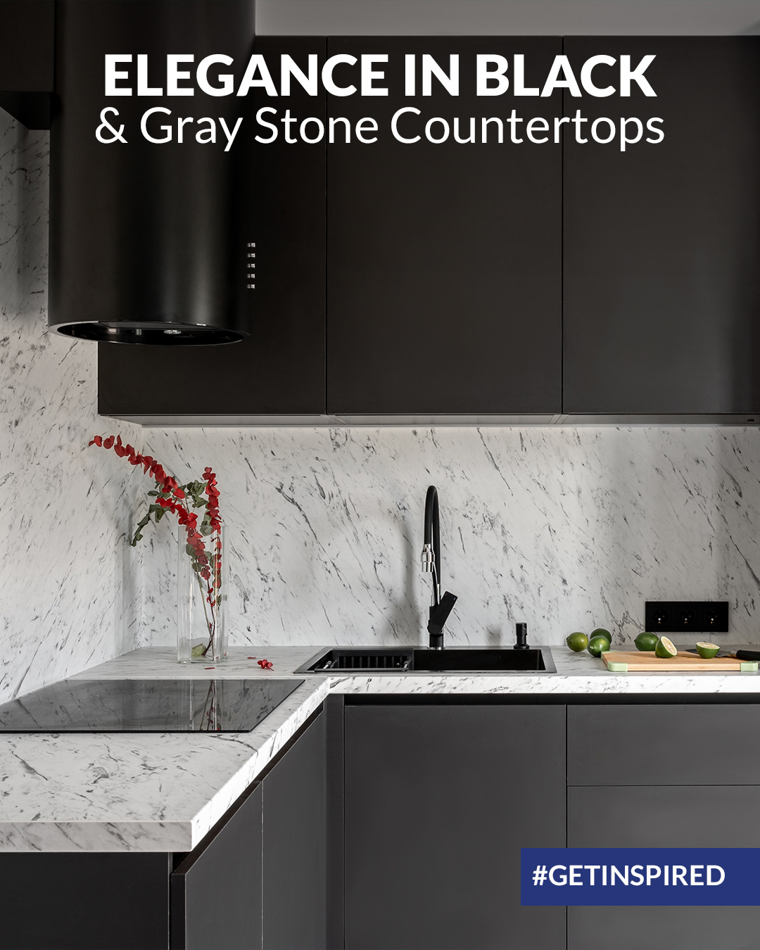 Elegance in Black & Gray Stone Countertops